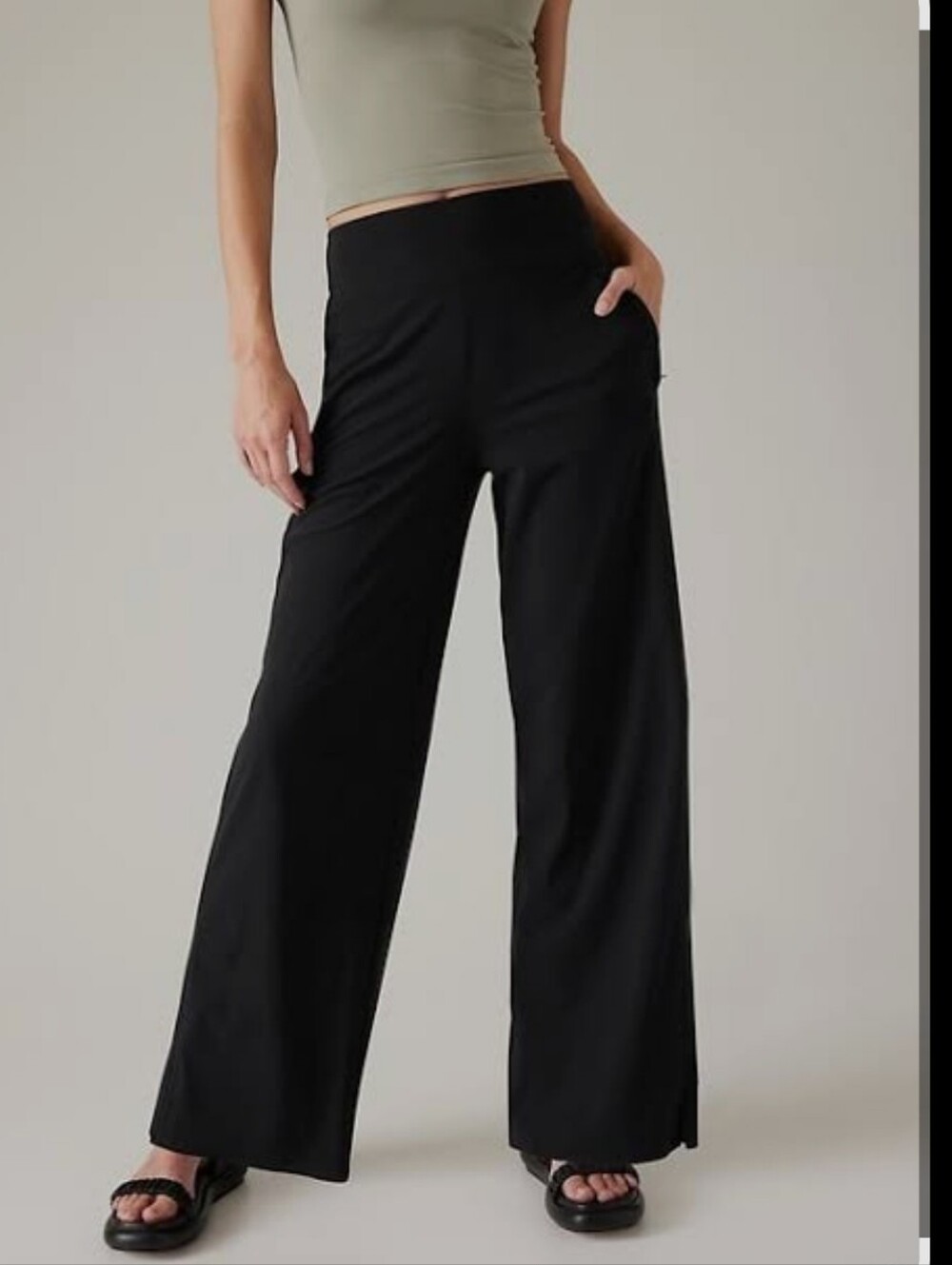 Athleta Cosmic  Black Wide-Leg High-Rise Pants with Side Slit  Career Casual